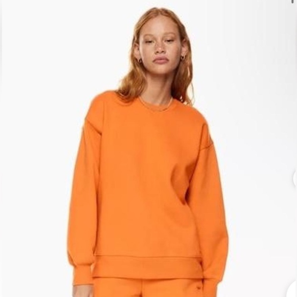 TNA Aritzia Vibrant Orange Fleece Pullover Crewneck Sweatshirt Size Medium